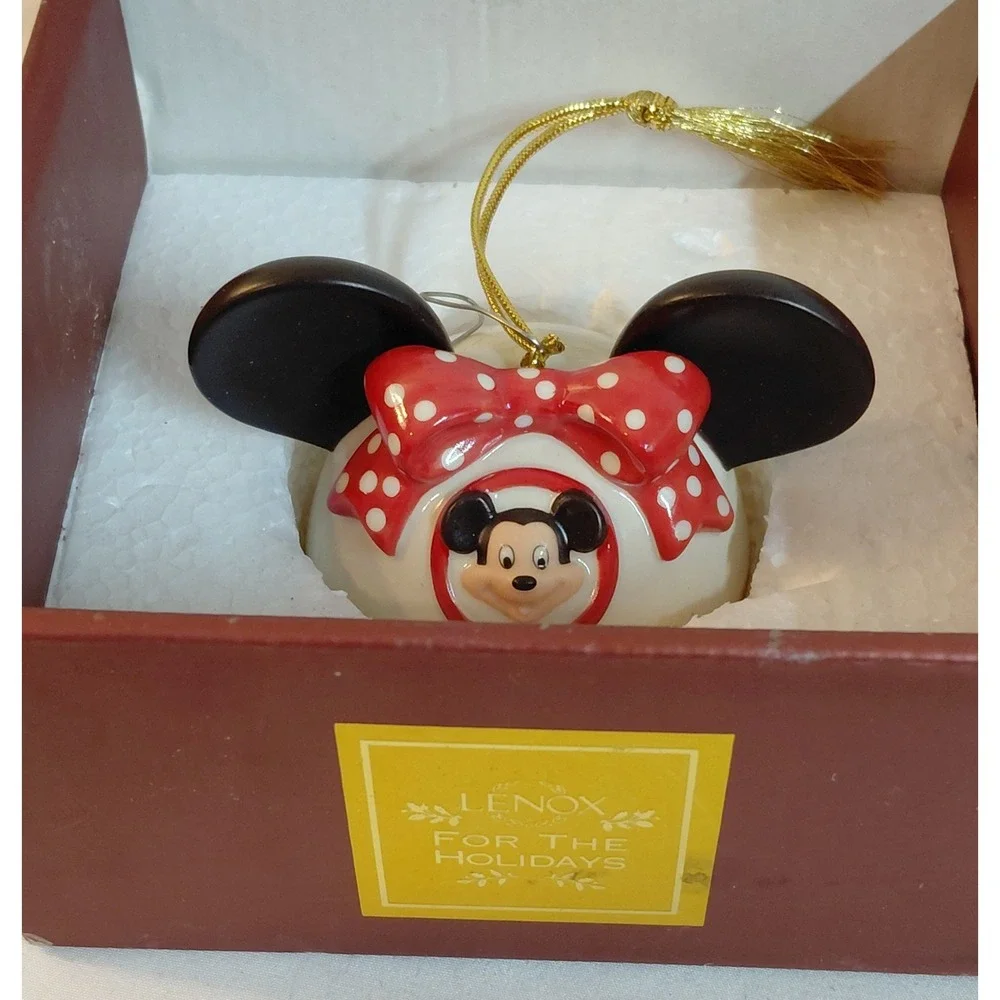 Lenox Disney Minnie Mouse Personalized Carmen Porcelain Christmas Ornament Box